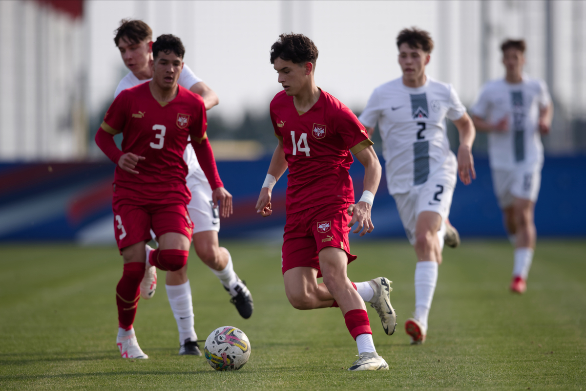 DJORDJE RANKOVIC fudbaler U17 reprezentacije Srbije na prijateljskoj utakmici protiv Slovenije u sportskom centru FSS, Stara Pazova 05.03.2024. godine Foto: Marko MetlasFudbal, Srbija U17, Slovenija U17, Prijateljska utakmica