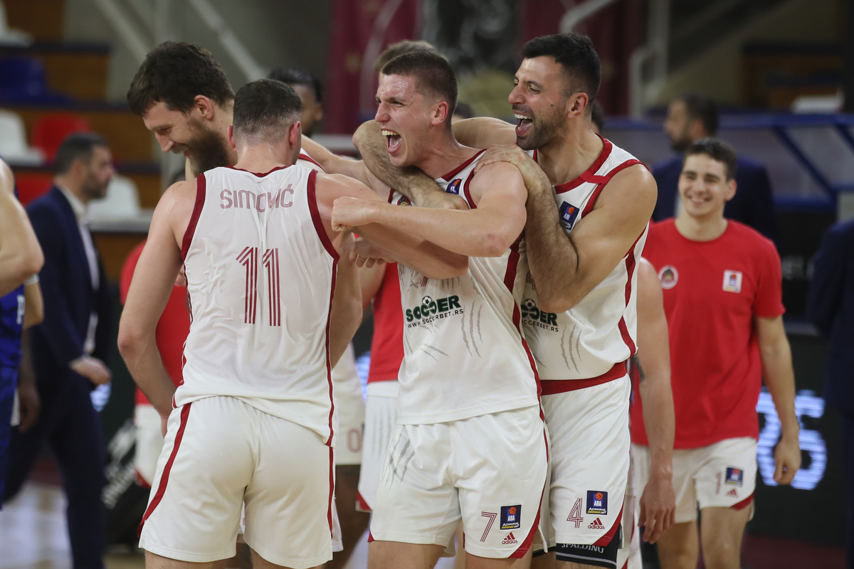 RADOST kosarkasa FMP Zeleznika na utakmici ABA lige protiv Buducnosti u hali FMP Arena, Beograd 21.03.2024. godine Foto: Ivica Veselinov / MN PRESS KOSARKA, BASKETBALL, ABA LIGA, ABA LEAGUE, FMP ZELEZNIK, BUDUCNOST PODGORICA
