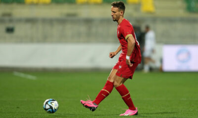 STRAHINJA ERAKOVIC fudbaler reprezentacije Srbije na prijateljskoj utakmici protiv Kipra na stadionu AEK arena, Larnaka 25.03.2024. godine Foto: Marko Metlas Fudbal, Srbija, Prijateljska utakmica, Kipar