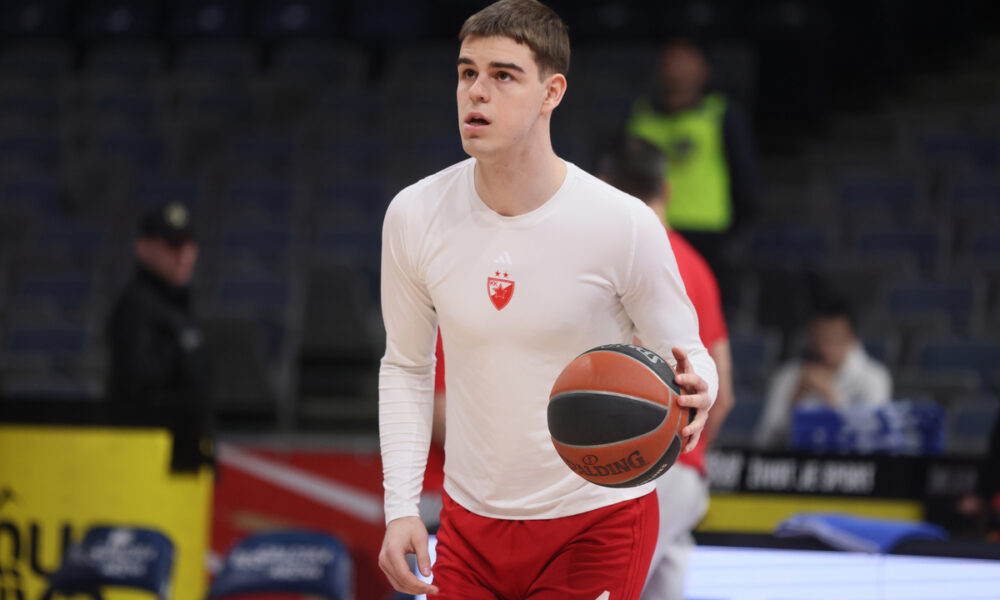 NIKOLA TOPIC kosarkas Crvene zvezde na utakmici Evrolige protiv Olimpijakosa Pirej u hali Stark Beogradska arena, Beograd 04.04.2024. godine Foto: Marko Metlas Kosarka, Crvena zvezda, Evroliga, Olimpijakos Pirej