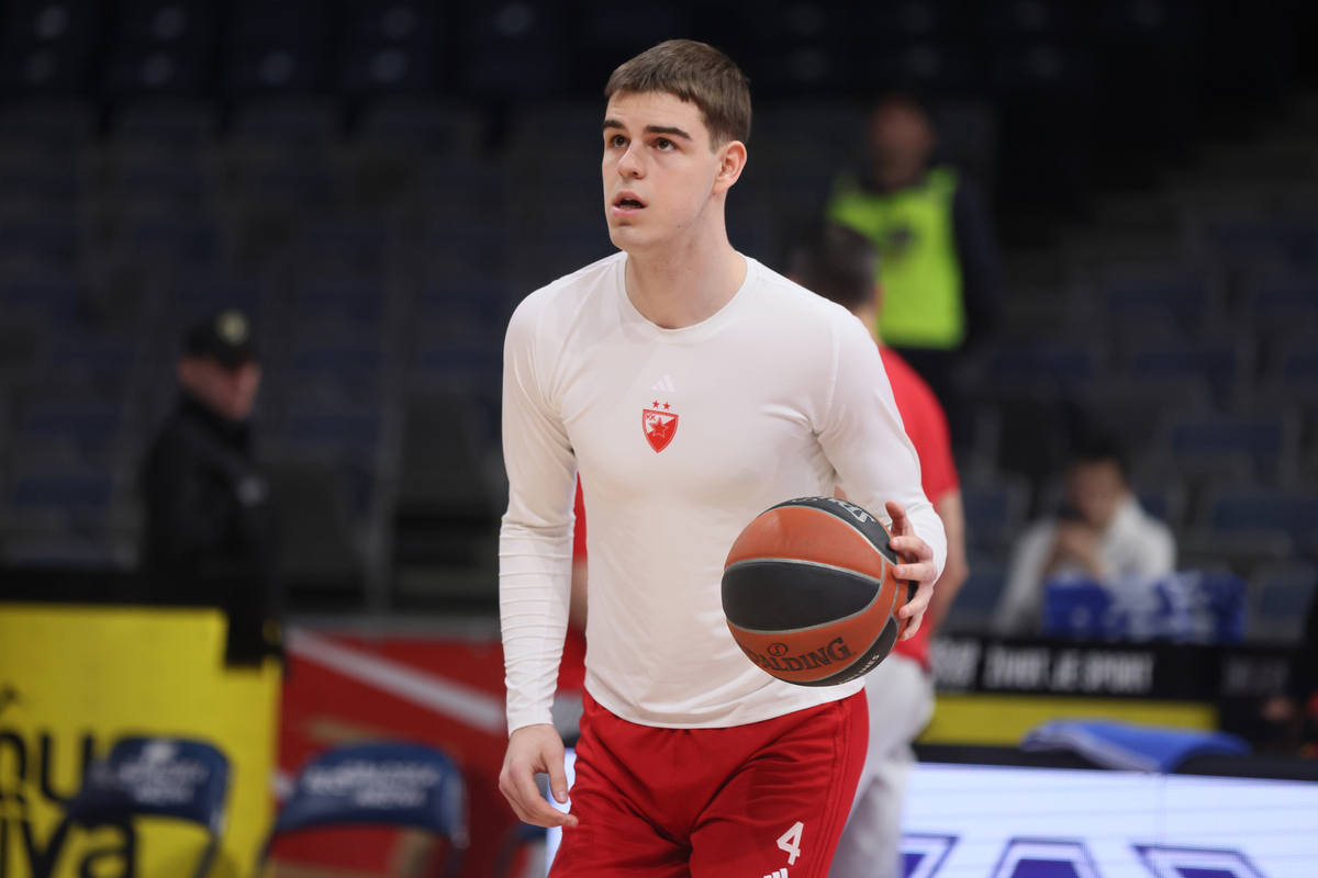 NIKOLA TOPIC kosarkas Crvene zvezde na utakmici Evrolige protiv Olimpijakosa Pirej u hali Stark Beogradska arena, Beograd 04.04.2024. godine Foto: Marko Metlas Kosarka, Crvena zvezda, Evroliga, Olimpijakos Pirej