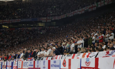 NAVIJACI fudbalera reprezentacije Engleske na utakmici UEFA Evropskog prvenstva 2024 godine protiv Srbije na stadionu AufSalke arena, Gelzenkirhen, 16.06.2024. godine Foto: Marko Metlas Fudbal, Reprezentacija, Srbija, UEFA Evropsko prvenstvo, EURO 2024, Engleska