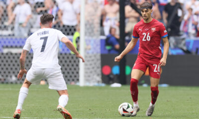 VELJKO BIRMANCEVIC fudbaler reprezentacije Srbije na utakmici UEFA Evropskog prvenstva 2024 godine protiv Slovenije na stadionu Minhen fudbal arena, Minhen, 20.06.2024. godine Foto: Marko Metlas Fudbal, Reprezentacija, Srbija, UEFA Evropsko prvenstvo, EURO 2024, Slovenija