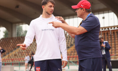LAZAR SAMARDZIC i DRAGAN STOJKOVIC PIKSI selektor i trener fudbalera reprezentacije Srbije trening pred utakmicu UEFA Evropskog prvenstva 2024 godine protiv Danske na stadionu Rozenau, Augzburg 21.06.2024. godine Foto: Marko Metlas Fudbal, Reprezentacija, Srbija, UEFA Evropsko prvenstvo, EURO 2024
