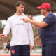 LAZAR SAMARDZIC i DRAGAN STOJKOVIC PIKSI selektor i trener fudbalera reprezentacije Srbije trening pred utakmicu UEFA Evropskog prvenstva 2024 godine protiv Danske na stadionu Rozenau, Augzburg 21.06.2024. godine Foto: Marko Metlas Fudbal, Reprezentacija, Srbija, UEFA Evropsko prvenstvo, EURO 2024