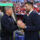 VELJKO BIRMANCEVIC i NOVAK DJOKOVIC teniser fudbaler reprezentacije Srbije na utakmici UEFA Evropskog prvenstva 2024 godine protiv Danske na stadionu Minhen fudbal arena, Minhen, 25.06.2024. godine Foto: Marko Metlas Fudbal, Reprezentacija, Srbija, UEFA Evropsko prvenstvo, EURO 2024, Danska