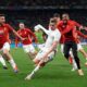 Hungary's coach Marco Rossi celebrates with players at the end of a Group A match between Scotland and Hungary at the Euro 2024 soccer tournament in Stuttgart, Germany, Sunday, June 23, 2024. (AP Photo/Antonio Calanni)