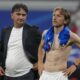 Croatia's head coach Zlatko Dalic, left, looks at Croatia's Luka Modric at the end of Group B match between Croatia and Italy at the Euro 2024 soccer tournament in Leipzig, Germany, Monday, June 24, 2024. (AP Photo/Sunday Alamba)