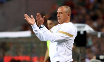 FILE - Slovakia coach Francesco Calzona claps his hands during the Euro 2024 group J qualifying soccer match between Portugal and Slovakia at the Dragao stadium in Porto, Portugal, on Oct. 13, 2023. Slovakia coach Francesco Calzona presented on Friday a combination of young and experienced players in his squad for the European Championship. The Italian said that the only way of succeeding for his 26-man squad at the tournament in Germany is to rely on teamwork. (AP Photo/Luis Vieira, File)