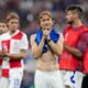 Croatia's Luka Modric reacts at the end of Group B match between Croatia and Italy at the Euro 2024 soccer tournament in Leipzig, Germany, Monday, June 24, 2024. (AP Photo/Sunday Alamba)