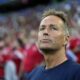 Denmark's head coach Kasper Hjulmand prior to a Group C match between Denmark and Serbia at the Euro 2024 soccer tournament in Munich, Germany, Tuesday, June 25, 2024. (AP Photo/Matthias Schrader)