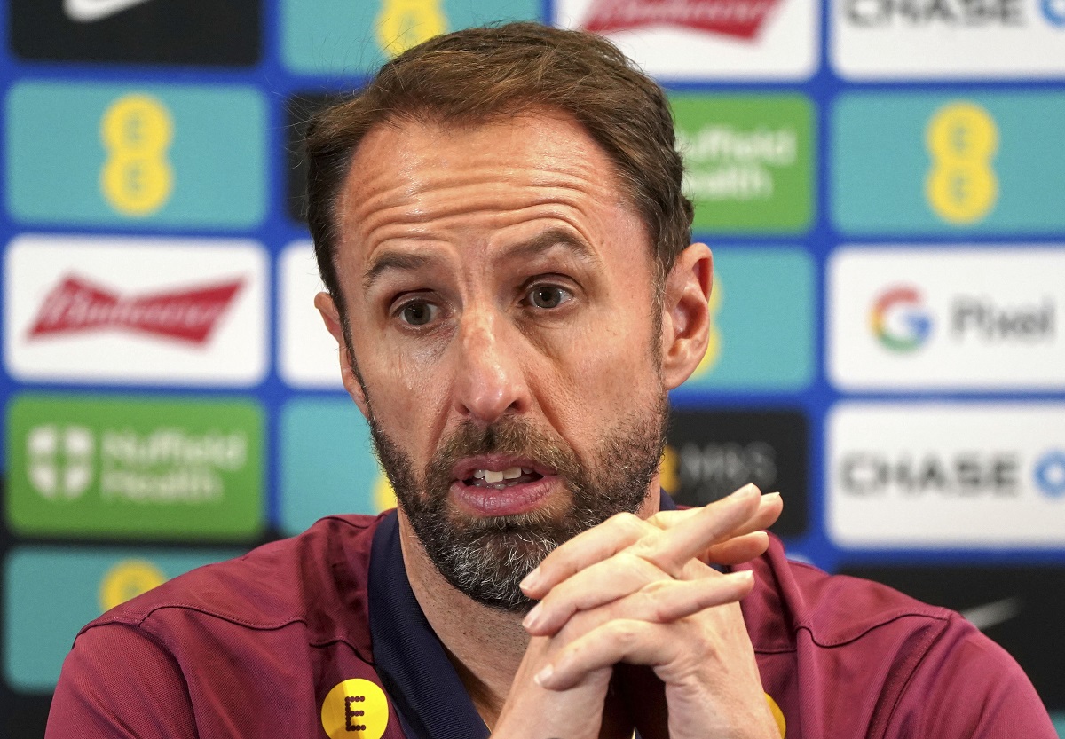 England manager Gareth Southgate speaks during a press conference at Rockliffe Park, County Durham, England, Sunday June 2, 2024, ahead of their friendly soccer match against Bosnia and Herzegovina on Monday. (Owen Humphreys/PA via AP)