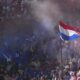 Croatia fans cheer during a Group B match between Croatia and Albania at the Euro 2024 soccer tournament in Hamburg, Germany, Wednesday, June 19, 2024. (AP Photo/Sunday Alamba)