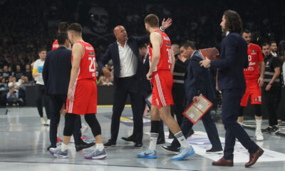 Košarkaši Crvene zvezde napuštaju teren na utakmici finala plejofa Kosarkaske Superlige Srbije protiv Partizana u hali Beogradska Arena, Beograd 05.06.2024. godine Foto: Ivica Veselinov / MN PRESS KOSARKA, BASKETBALL, KLS, SUPERLIGA, PRVENSTVO SRBIJE, NATIONAL CHAMPIONSHIP, PARTIZAN, CRVENA ZVEZDA
