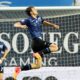 Atalanta's Giorgio Scalvini celebrates scoring their side's second goal of the game during the Italian Serie A soccer match between Atalanta and Fiorentina at the Gewiss Stadium, in Bergamo, Italy, Sunday June 2, 2024. (Spada/LaPresse via AP)
