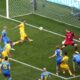 Romania's Razvan Marin scores the second goal against Ukraine during a Group E match between Romania and Ukraine at the Euro 2024 soccer tournament in Munich, Germany, Monday, June 17, 2024. (AP Photo/Ariel Schalit)