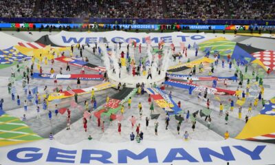 Dancers perform during the opening ceremony ahead of the Group A match between Germany and Scotland at the Euro 2024 soccer tournament in Munich, Germany, Friday, June 14, 2024. (AP Photo/Sergei Grits)