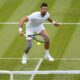 Novak Djokovic of Serbia plays a return during a training session on Court 2 at the All England Lawn Tennis and Croquet Club in Wimbledon, London, Friday, June 28, 2024. The Wimbledon Championships begin on July 1. (AP Photo/Kirsty Wigglesworth)