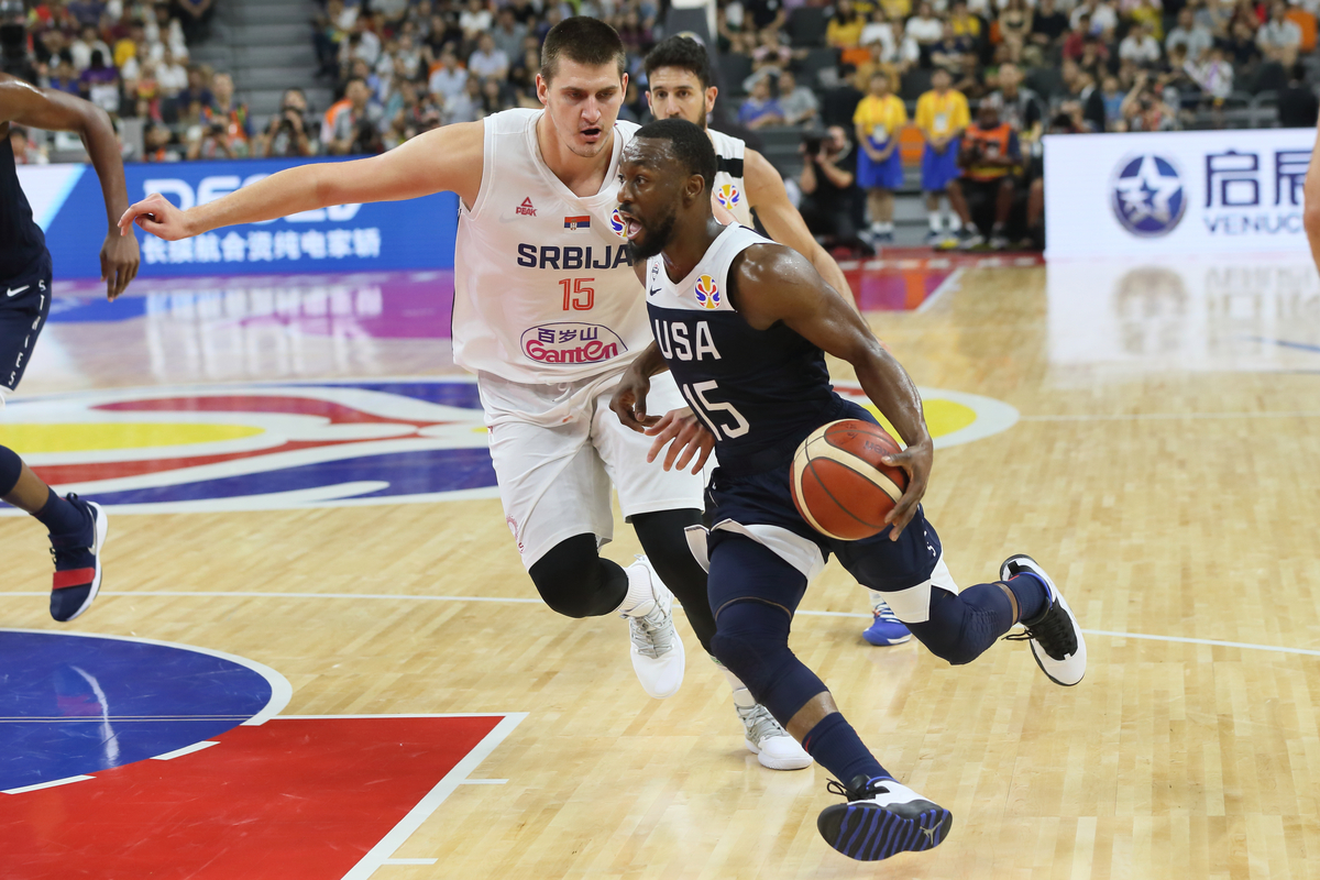 KEMBA WALKER Kemba Voker kosarkas reprezentacije Amerike SAD na utakmici Svetskog prvenstva 2019 protiv Srbije u hali Dongguan sportski centar, Dongguan 12.09.2019. godine Foto: Marko Metlas Kosarka, Srbija, Svetsko prvenstvo, Kina, Amerika SAD