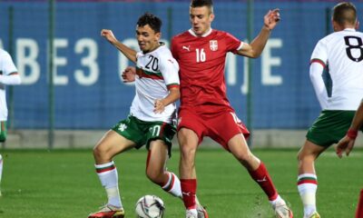 MIODRAG PIVAS, mladi fudbaler Srbije U17, na utakmici kvalifikacija za Evropsko prvenstvo protiv Bugarske, NEDZHIB HADZHA, na stadionu SC FSS. Stara Pazova, 24.10.2021. foto: Nebojsa Parausic Fudbal, UEFA kvalifikacije za Evropsko prvenstvo, Srbija, Bugarska