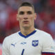 NIKOLA MILENKOVIC fudbaler reprezentacije Srbije na utakmici UEFA Evropskog prvenstva 2024 godine protiv Danske na stadionu Minhen fudbal arena, Minhen, 25.06.2024. godine Foto: Marko Metlas Fudbal, Reprezentacija, Srbija, UEFA Evropsko prvenstvo, EURO 2024, Danska