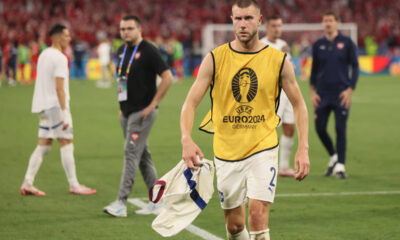 STRAHINJA PAVLOVIC fudbaler reprezentacije Srbije na utakmici UEFA Evropskog prvenstva 2024 godine protiv Danske na stadionu Minhen fudbal arena, Minhen, 25.06.2024. godine Foto: Marko Metlas Fudbal, Reprezentacija, Srbija, UEFA Evropsko prvenstvo, EURO 2024, Danska