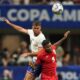 Joe Scally of the United States, top, and Panama's Eduardo Guerrero vie for the ball during a Copa America Group C soccer match in Atlanta, Thursday, June 27, 2024. (AP Photo/Jason Allen)