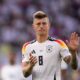 Germany's Toni Kroos walks off the pitch after a quarter final match between Germany and Spain at the Euro 2024 soccer tournament in Stuttgart, Germany, Friday, July 5, 2024. (AP Photo/Manu Fernandez)