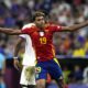 FILE - Spain's Lamine Yamal reacts during a semifinal match between Spain and France at the Euro 2024 soccer tournament in Munich, Germany, July 9, 2024. (AP Photo/Hassan Ammar, File)