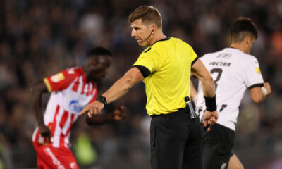 Sudija Novak Simović na utakmici Superlige Prvenstva Srbije Partizana i Crvene zvezde na stadionu JNA, Beograd, 23.09.2024. godine Foto: Marko Metlas Fudbal, Crvena zvezda, Superliga Prvenstvo Srbije, Partizan