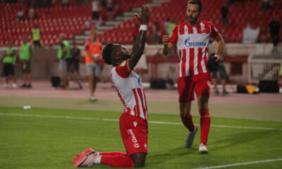JOSE LUIS RODRIGUEZ FRANCIS PUMA Hoze Luis Rodrigez Fransis Puma, MIRKO IVANIC fudbaleri Crvene zvezde na utakmici Superlige Prvenstva Srbije protiv Novog Pazara na stadionu Rajka Mitica, Beograd, 10.08.2024. godine Foto: Marko Metlas Fudbal, Crvena zvezda, Superliga Prvenstvo Srbije, Novi Pazar