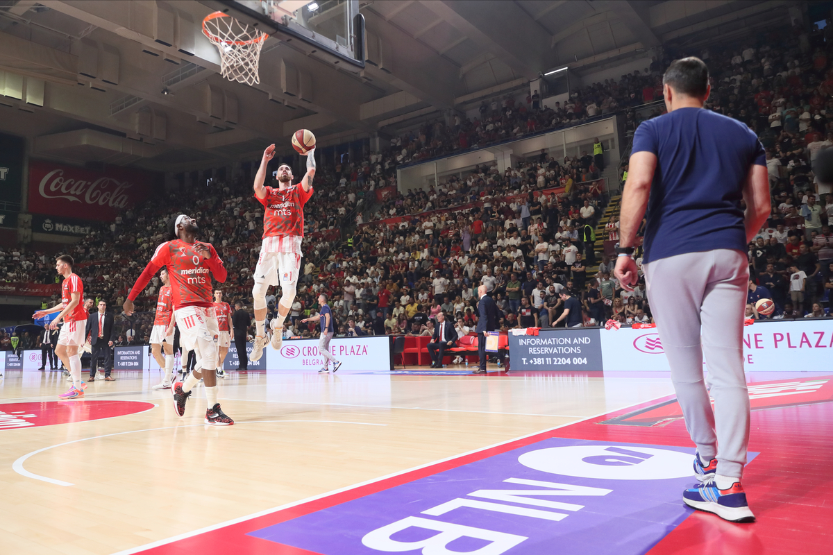 HALA Aleksandar Nikolic Pionir kosarkasi Crvene zvezde na utakmici finala Jadranske ABA lige protiv Partizana u hali Aleksandar Nikolic Pionir, Beograd 18.06.2023. godine Foto: Marko Metlas Kosarka, Partizan, Jadranska ABA liga, Crvena zvezda, Total