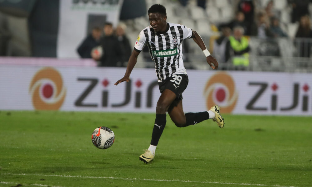 fudbaler Partizana na utakmici Mocart Superlige protiv Tekstilca na stadionu Partizana, Beograd 05.10.2024. godine Foto: Ivica Veselinov / MN PRESS FUDBAL, FOOTBALL, MOZZART SUPERLIGA, PRVENSTVO SRBIJE, NATIONAL CHAMPIONSHIP, PARTIZAN, FK TEKSTILAC ODZACI