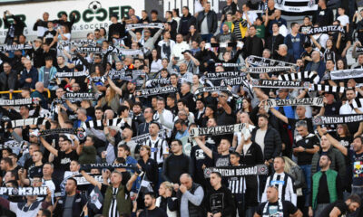 Navijači Partizana na utakmici Superlige prvenstva Srbije protiv Cukarickog na stadionu Partizana, Beograd 26.10.2024. godine Foto: Marko Metlas Fudbal, Partizan, Superliga Prvenstvo Srbije, Cukaricki