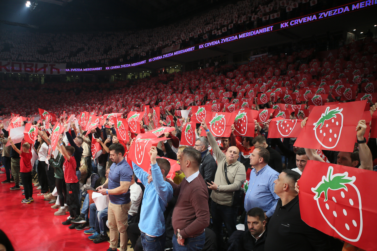 Navijači Crvene Zvezde na utakmici Evrolige protiv Partizana u hali Beogradska Arena, Beograd 21.11.2024. godine Foto: Ivica Veselinov / MN PRESS KOSARKA, BASKETBALL, EVROLIGA, EUROLEAGUE, CRVENA ZVEZDA, PARTIZAN