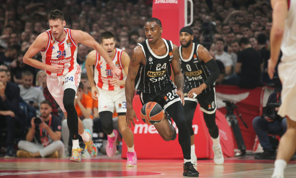 kosarkas Partizana na utakmici Evrolige protiv Crvene zvezde u hali Beogradska Arena, Beograd 21.11.2024. godine Foto: Ivica Veselinov / MN PRESS KOSARKA, BASKETBALL, EVROLIGA, EUROLEAGUE, CRVENA ZVEZDA, PARTIZAN