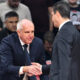 Trener Crvene zvezde i trener Partizana na utakmici Evrolige u hali Beogradska Arena, Beograd 21.11.2024. godine Foto: Marko Metlas Kosarka, Evroliga, Partizan, Crvena zvezda, Derbi