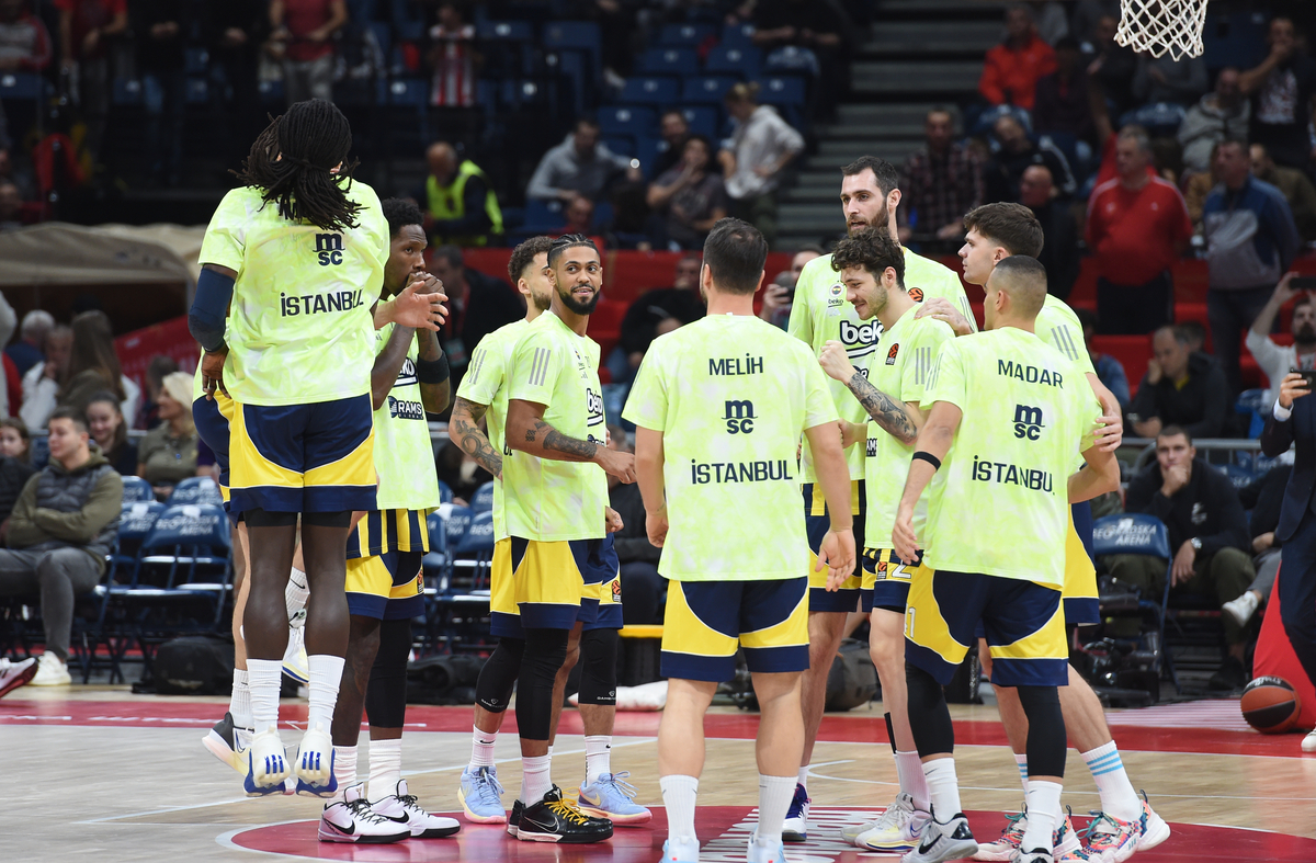 Kosarkasi Fenerbahcea, na utakmici Evrolige protiv Crvene zvezde, u Beogradskoj Stark areni. Beograd, 14.11.2023. Foto: Nebojsa Parausic / MN Press Kosarka, Euroleague, Crvena zvezda, Fenerbahce