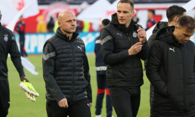 IGOR DULJAJ trener, MARKO JOVANOVIC pomocni trener fudbaleri Partizana na utakmici polufinala Kupa Srbije protiv Crvene zvezde na stadionu Rajka Mitica, Beograd, 24.04.2024. godine Foto: Marko Metlas Fudbal, Crvena zvezda, Kup Srbije, Partizan
