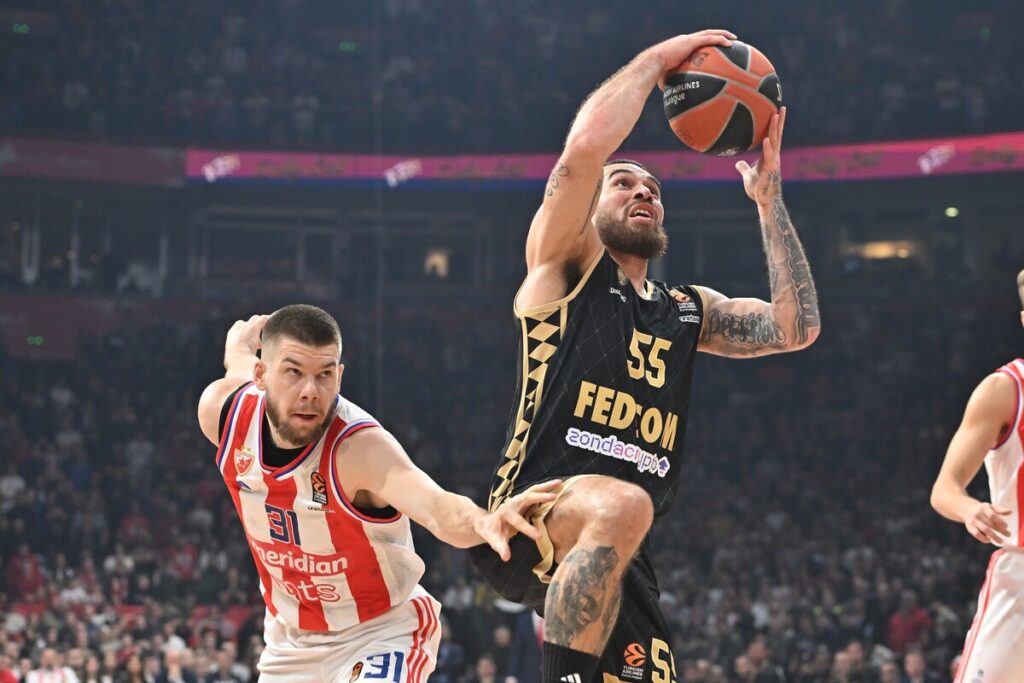 kosarkas Monaka na utakmici Evrolige protiv Crvene zvezde u hali Beogradska arena, Beograd 17.01.2025. godine Foto: Marko Metlas Kosarka, Crvena zvezda, Evroliga, Monako