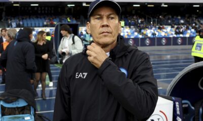 FILE - Napoli coach Rudi Garcia walks on the pitch ahead of the Serie A soccer match between Napoli and Empoli at the Diego Armando Maradona stadium in Naples, Italy, Sunday, Nov. 12, 2023. (Alessandro Garofalo/LaPresse via AP, File)