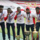 RICHARD ODADA Ricard Odada, SEKOU SANOGO Seku Sanogo, EL FARDOU BEN NABOUHANE El Fardu Ben Nabuhan, GUELOR KANGA, AXEL BAKAYOKO Aksel Bakajoko fudbaleri Crvene zvezde sa peharom na utakmici Superlige Prvenstva Srbije protiv Metalca Gornji Milanovac na stadionu Rajka Mitica, Beograd, 19.05.2021. godine Foto: Marko Metlas Fudbal, Crvena zvezda, Superliga Prvenstvo Srbije, Metalac Gornji Milanovac