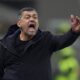AC Milan's head coach Sergio Conceicao directs his players during the Italian Serie A soccer match between AC Milan and Hellas Verona, at the San Siro Stadium in Milan, Italy, Saturday, Feb. 15, 2025. (Spada/LaPresse via AP)