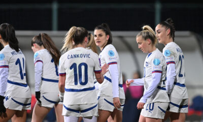 Fudbalerke Srbije proslavljaju gol na utakmici Lige nacija protiv Finske, u SC FSS. Stara Pazova, 21.02.2025. foto: Marko Metlas Fudbal, UEFA Liga nacija, Srbija, Zene