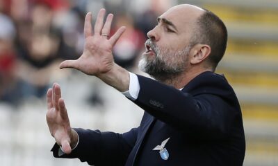 FILE - Lazio coach Igor Tudor gestures during the Serie A soccer match between Monza and Lazio at the U-Power Stadium in Monza, Italy, Saturday May 4 , 2024. (Alberto Mariani/LaPresse via AP, File)