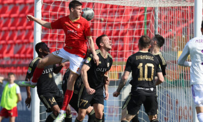 VLADIMIR MILETIC fudbaler Napretka Krusevac na utakmici Superlige Prvenstva Srbije protiv DUSAN JOVANCIC iz Cukarickog na stadionu Mladosti, Krusevac 08.03.2025. godine Foto: MN PRESS Fudbal, Cukaricki, Prvenstvo Srbije, Napredak Krusevac