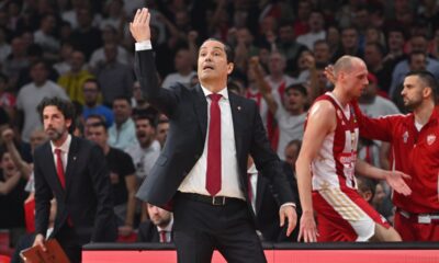 IOANNIS SFAIROPOULOS Janis Sferopulos trener kosarkas Crvene zvezde na utakmici Evrolige protiv Reala Madrid u hali Beogradska arena, Beograd 28.03.2025. godine Foto: Marko Metlas Kosarka, Crvena zvezda, Evroliga, Real Madrid