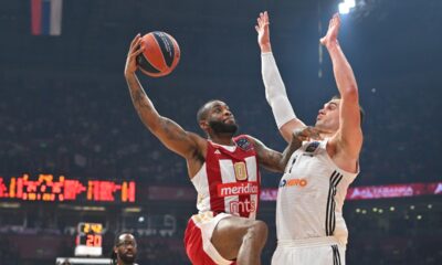 CODI MILLER MCINTYRE Kodi Miler Mekintajer kosarkas Crvene zvezde na utakmici Evrolige protiv Reala Madrid u hali Beogradska arena, Beograd 28.03.2025. godine Foto: Marko Metlas Kosarka, Crvena zvezda, Evroliga, Real Madrid