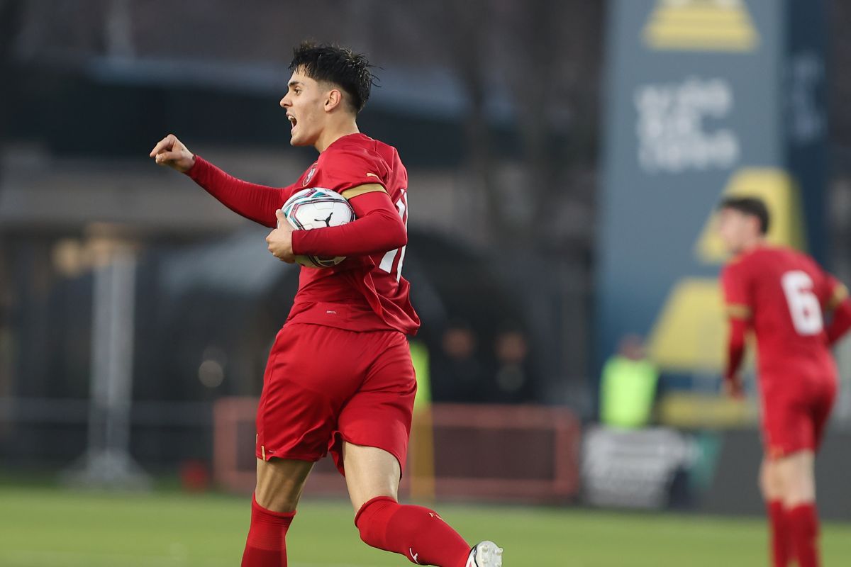 fudbaler U19 reprezentacije Srbije na utakmici UEFA kvalifikacija za Evropsko prvenstvo protiv Norveske na stadionu SC Mladost, Pancevo 25.03.2025. godine Foto: Ivica Veselinov FUDBAL, FOOTBALL, SRBIJA, SERBIA, UEFA, NORVESKA, NORWAY