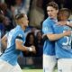 Napoli's Scott McTominay, second right, celebrates after scoring the opening goal during the Serie A soccer match between Napoli and Torino FC in Naples, Italy, Sunday, April 27, 2025. (Alessandro Garofalo/LaPresse via AP)